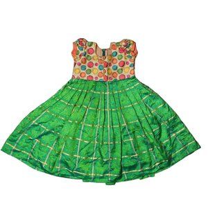 handmade green polka dot dress size around 18-24 months but see measurements